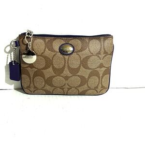 Coach vintage Tan and Purple Signature print wallet Wristlet